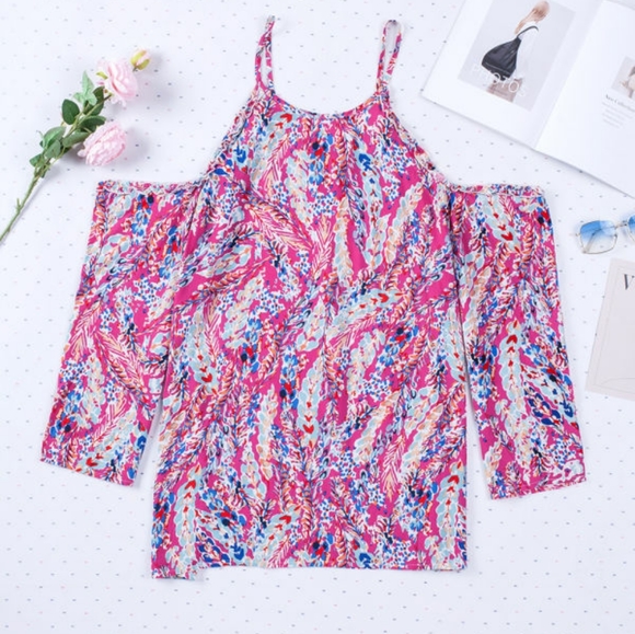 Floral Print Cold Shoulder - Picture 4 of 6